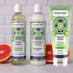 Human+Kind Grapefruit Hair & Body Trio Set Vegan New